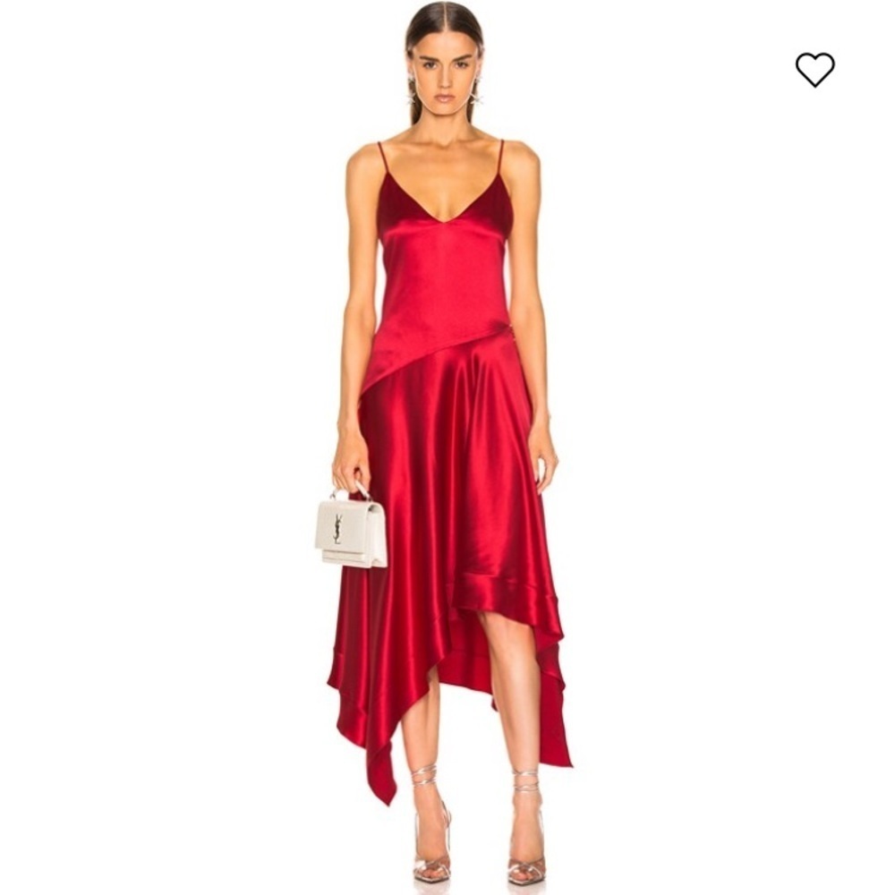 Fleur du mal red poppy colored silk handkerchief hem dress NWT. Size 10